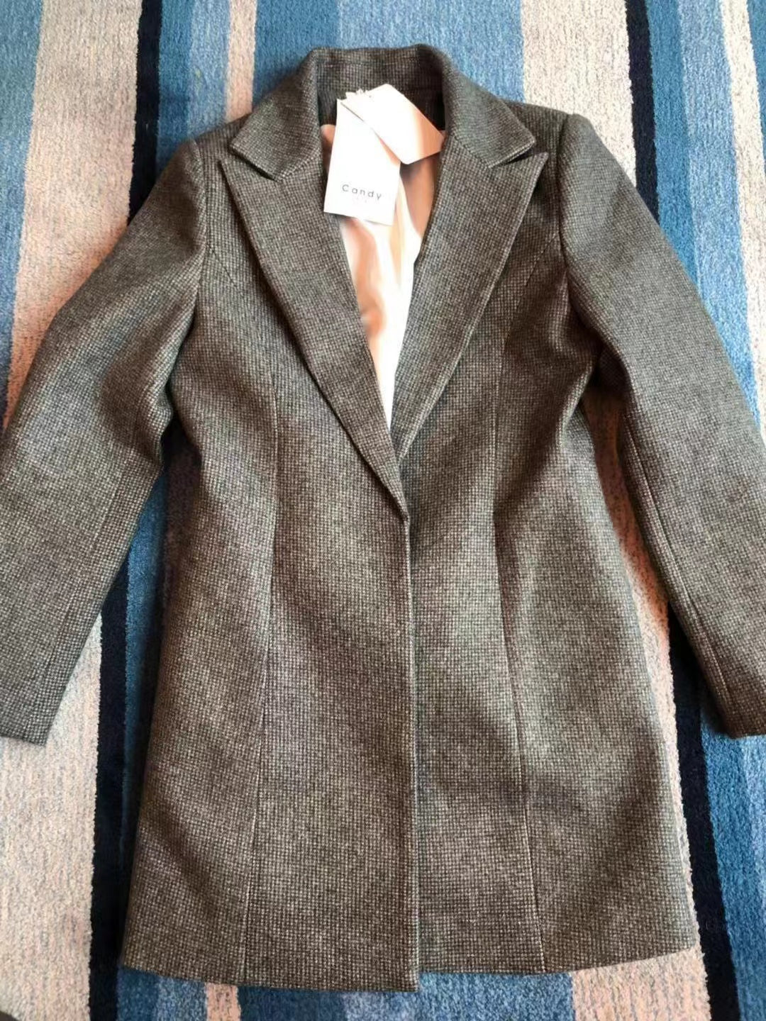 COAT LONG SLEEVES LONG WOOLEN CLOTH COAT