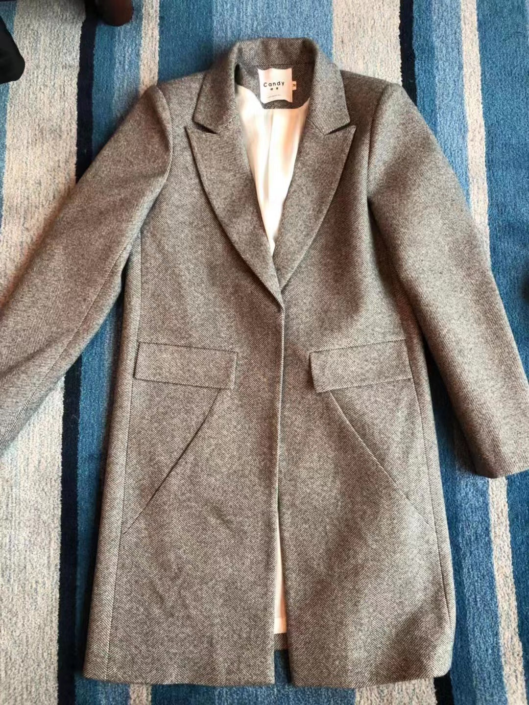 COAT LONG SLEEVES LONG WOOLEN CLOTH COAT