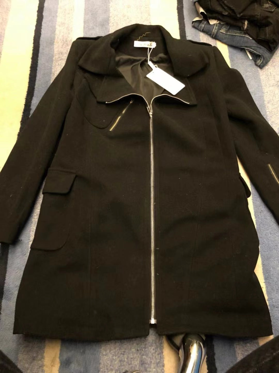 COAT LONG SLEEVES LONG WOOLEN CLOTH COAT