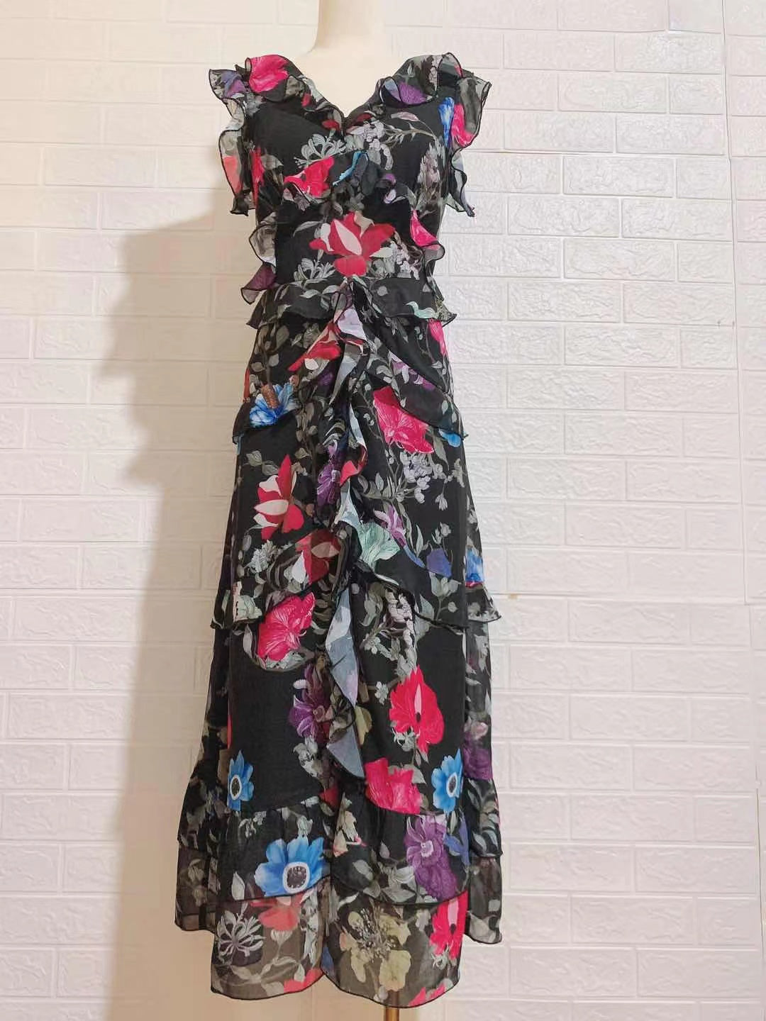 DRESS PRINTING FLOWERS LONG DRESS
