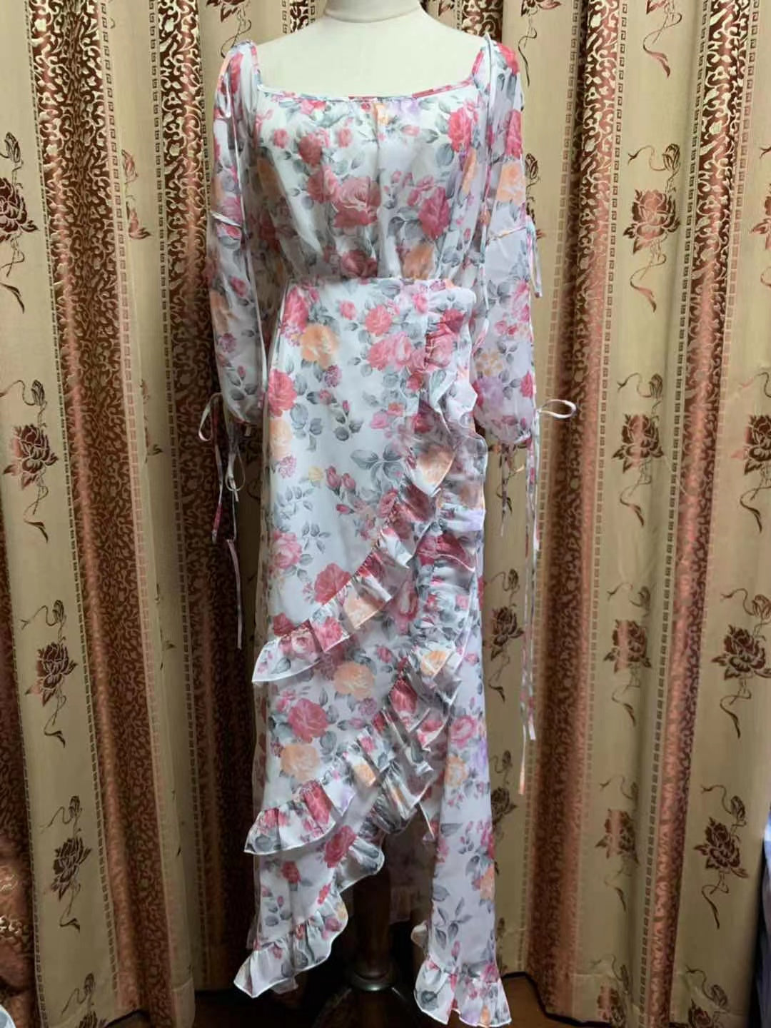 DRESS PRINTING FLOWERS LONG DRESS