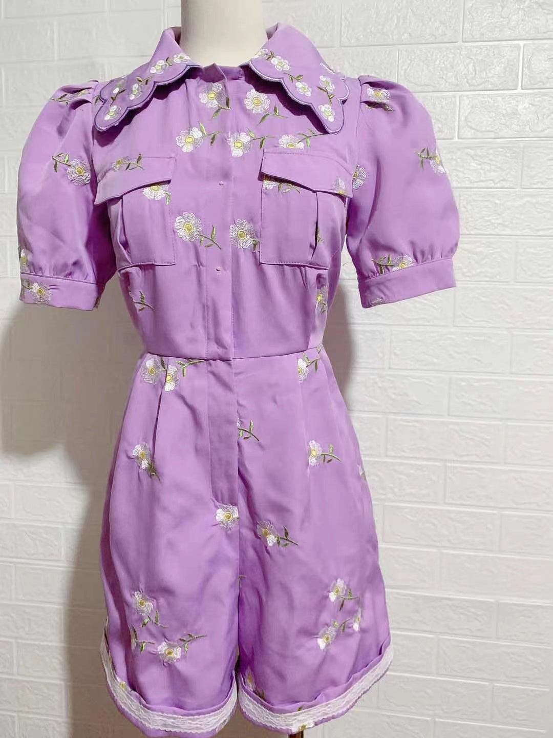 JUMPSUITS EMBROIDERY SHORT JUMPSUIT