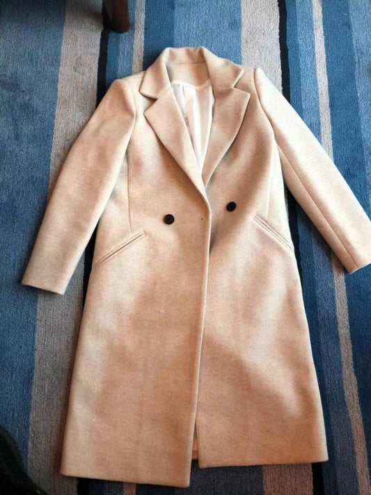 COAT LONG SLEEVES LONG WOOLEN CLOTH COAT