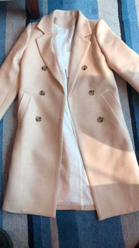 COAT LONG SLEEVES LONG WOOLEN CLOTH COAT