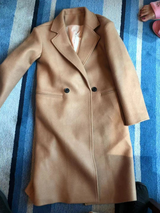 COAT LONG SLEEVES LONG WOOLEN CLOTH COAT