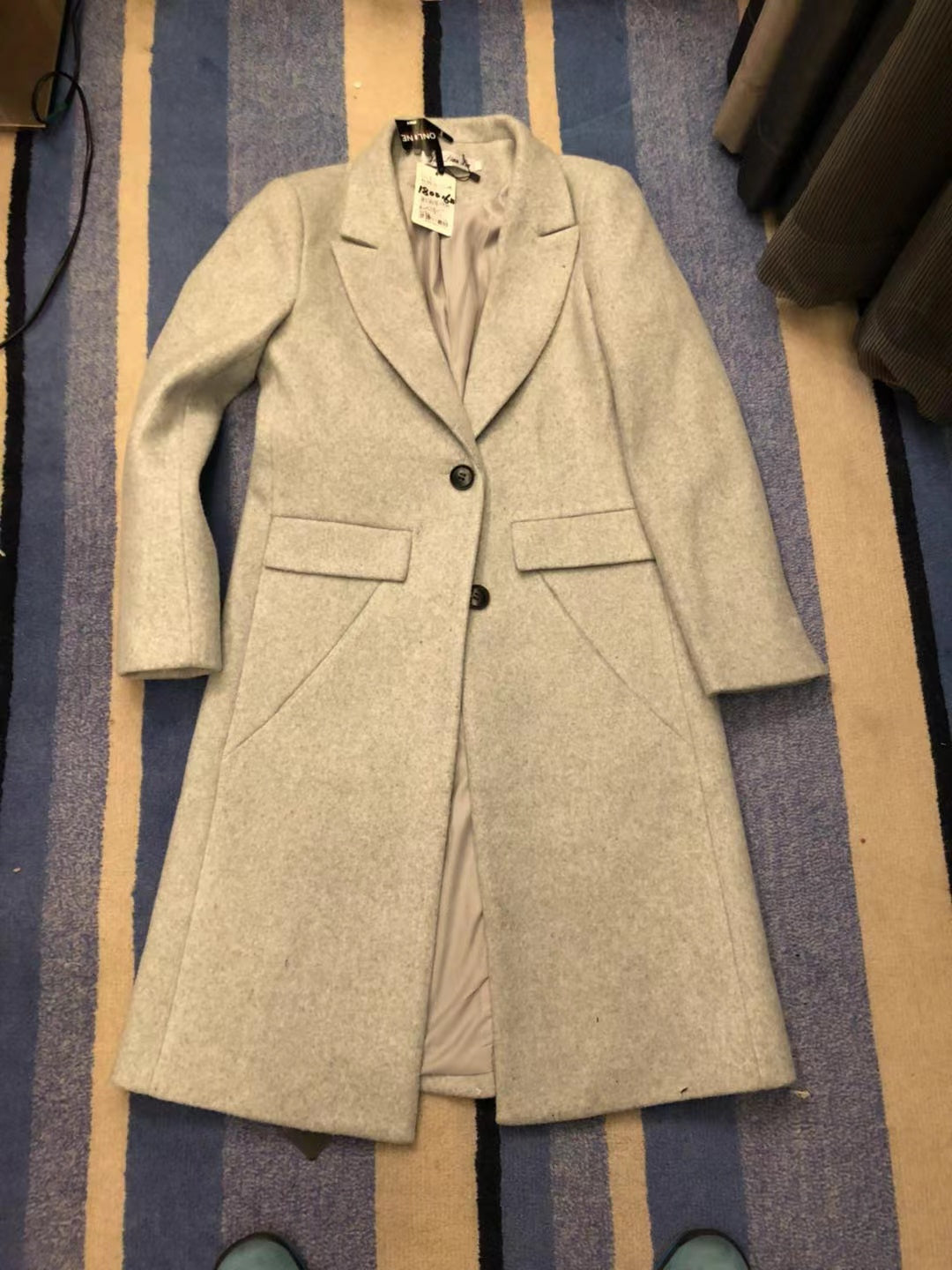 COAT LONG SLEEVES LONG WOOLEN CLOTH COAT