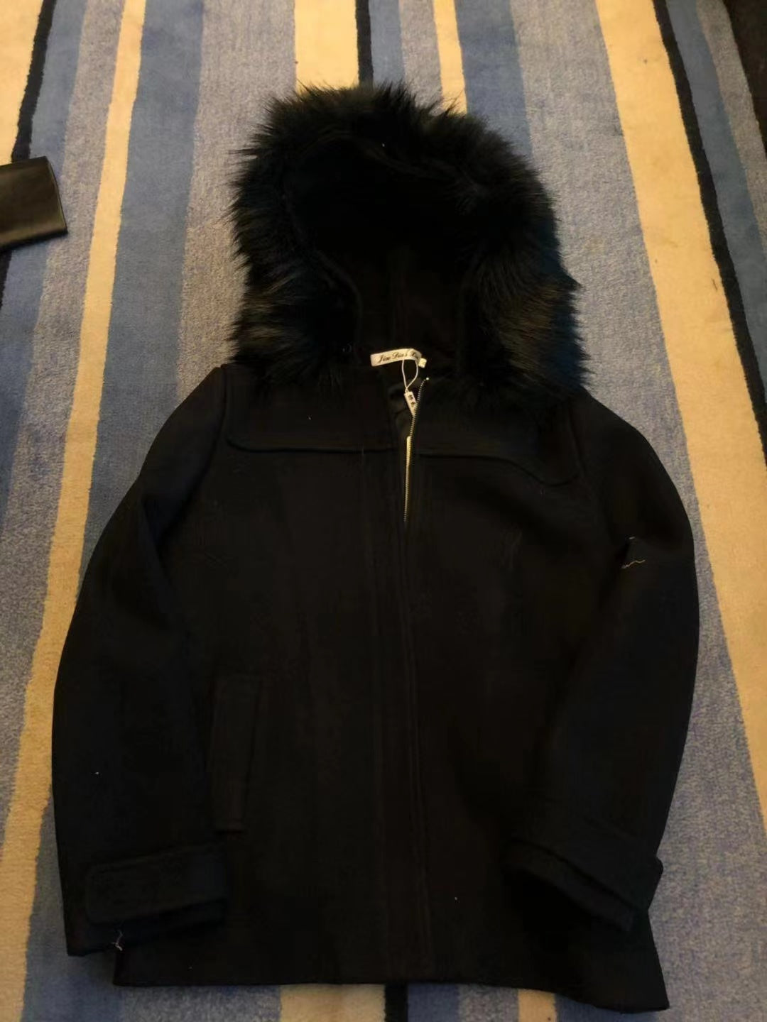 COAT LONG SLEEVES WOOLEN CLOTH WITH HAT FEATHER SHORT COAT