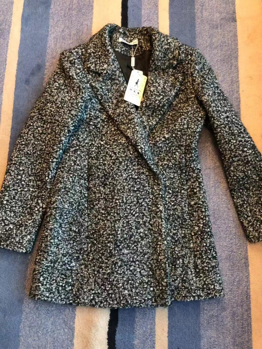 COAT LONG SLEEVES LONG WOOLEN CLOTH  FEATHER COAT