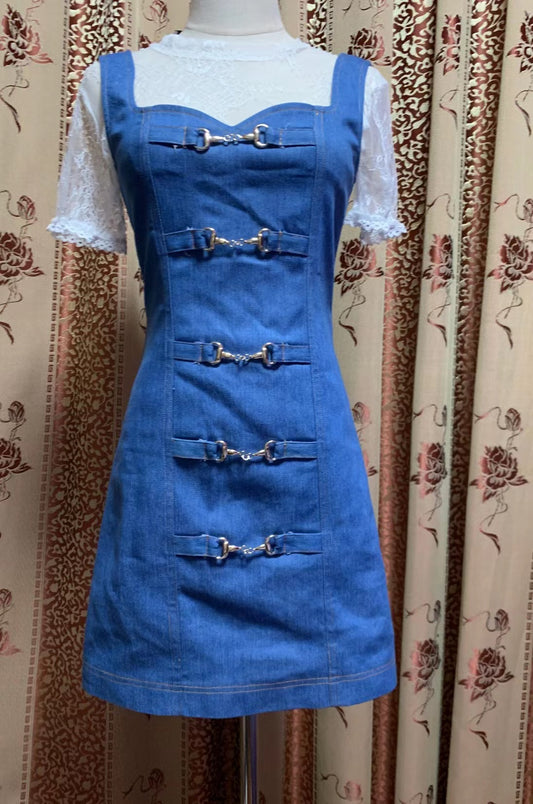 ONE SET JEANS DRESS  LACE TOP