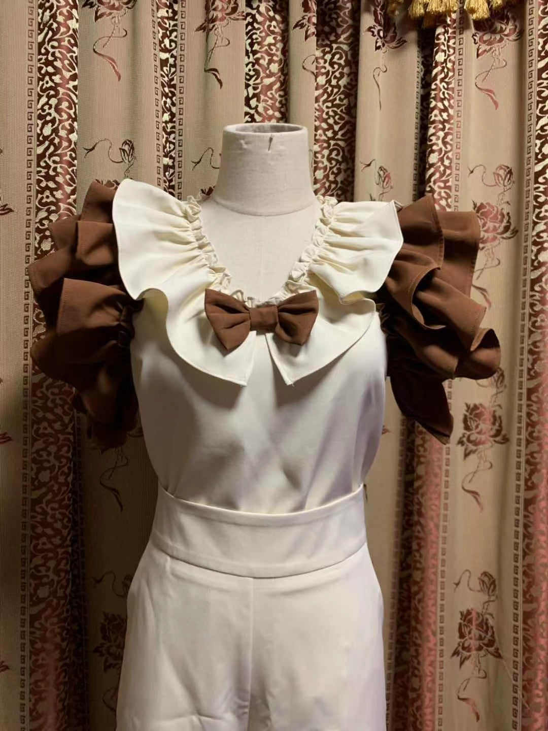 ONE SET BOWKNOT TOP AND LONG PANTS