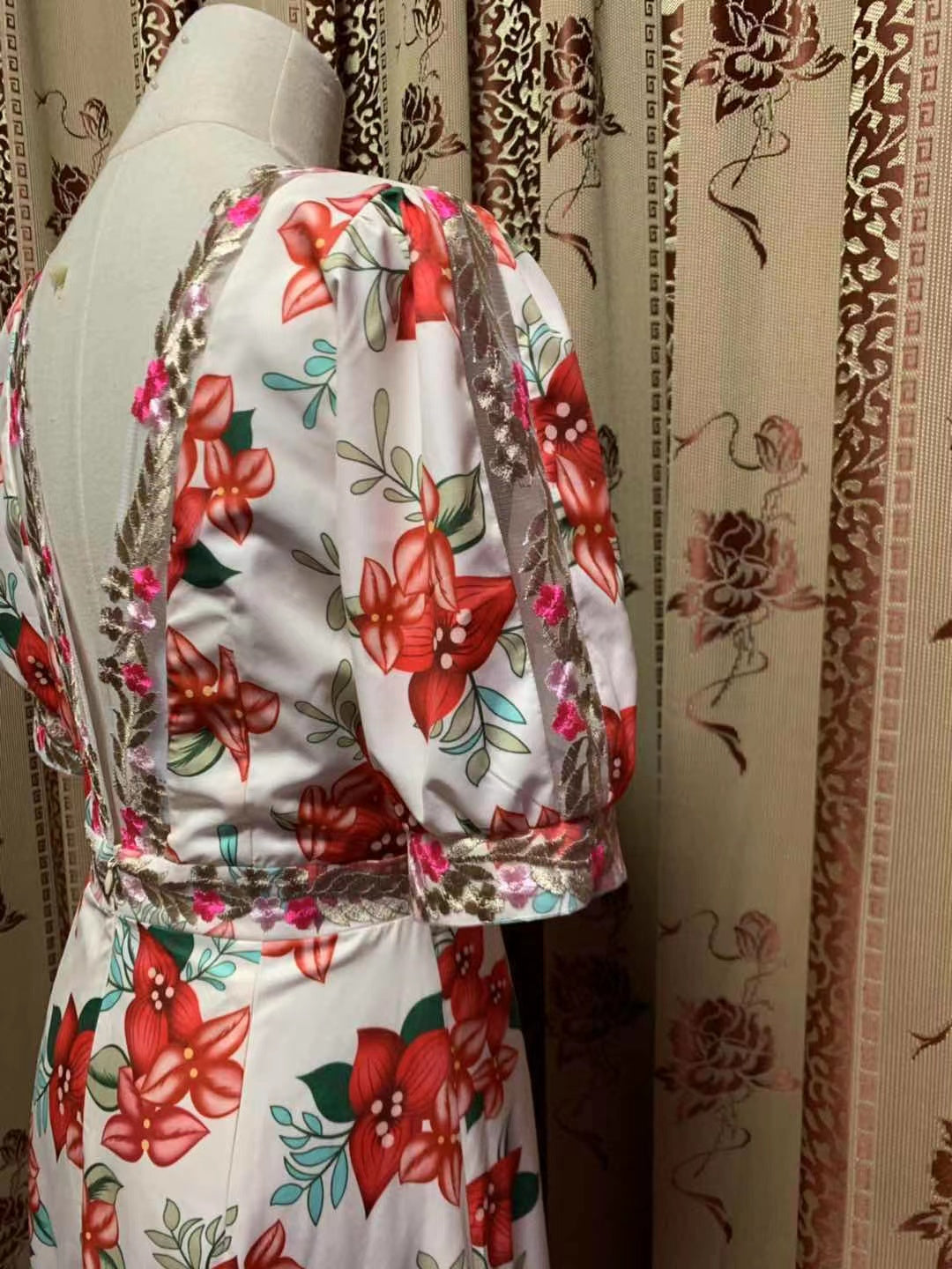 DRESS EMBROIDERY PRINTING FLOWERS LONG DRESS