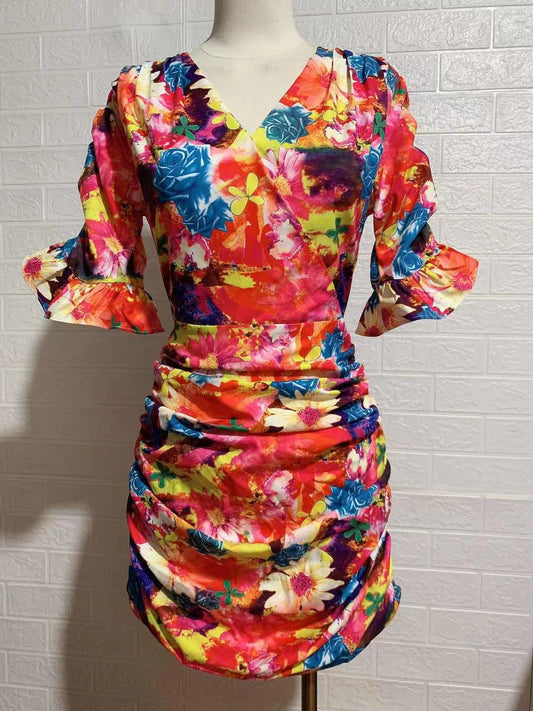 DRESS PRINTING FLOWERS DRESS
