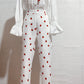 ONE SET EMBROIDERY TOP AND PRINTING PANTS