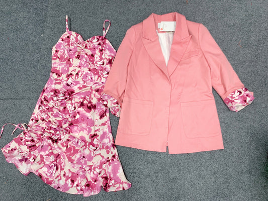 BLAZER ONE SET PRINTING FLOWERS DRESS LONG SLEEVES BLAZER