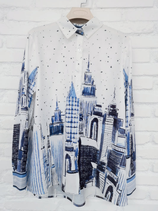 TOP PRINTING FLOWERS LONG SLEEVES SHIRT